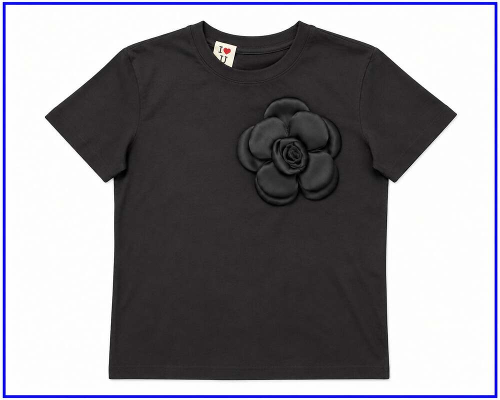 Premium Bangkok 3D Camellia Flower Appliqué blouse